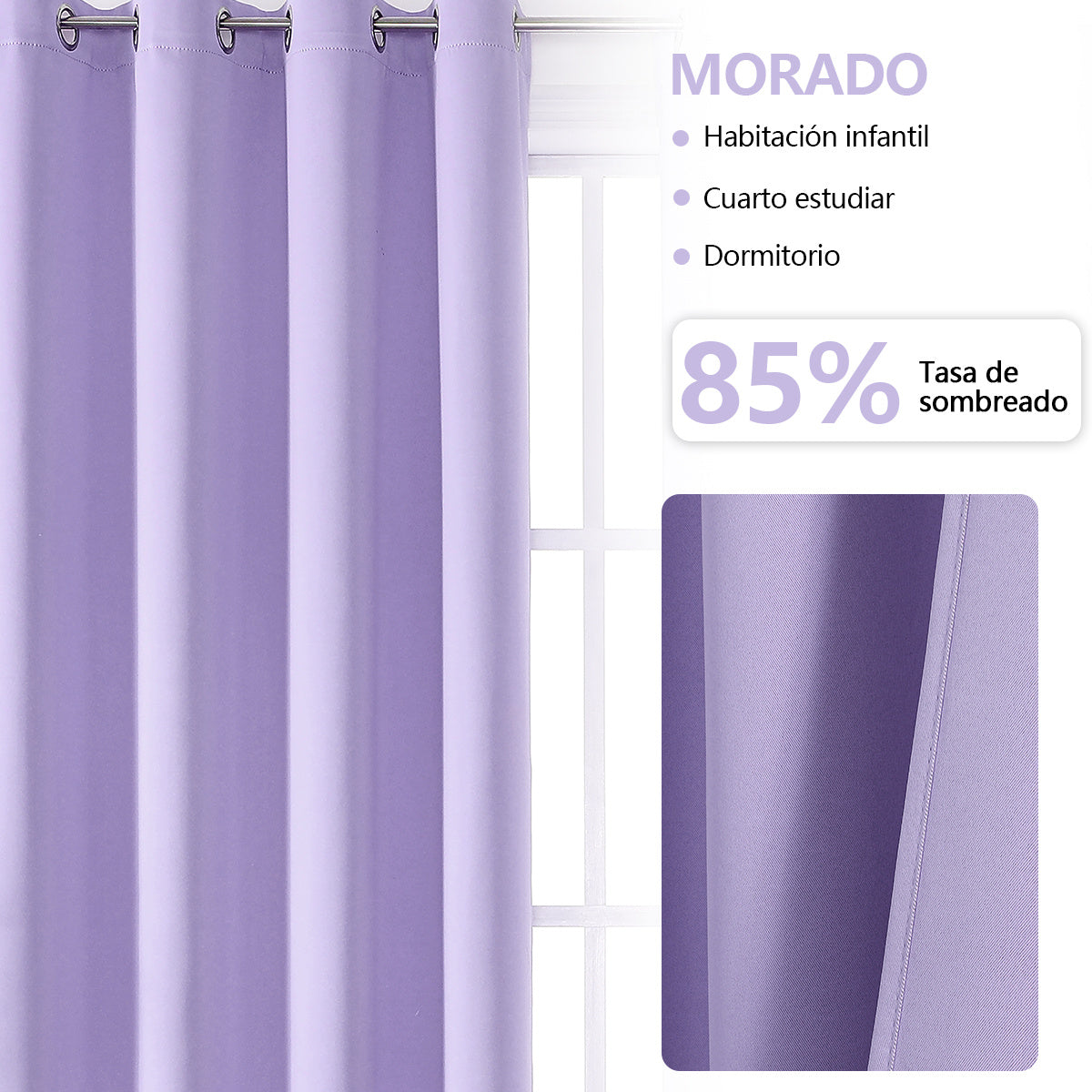 Juego de 1/2 cortinas opacas