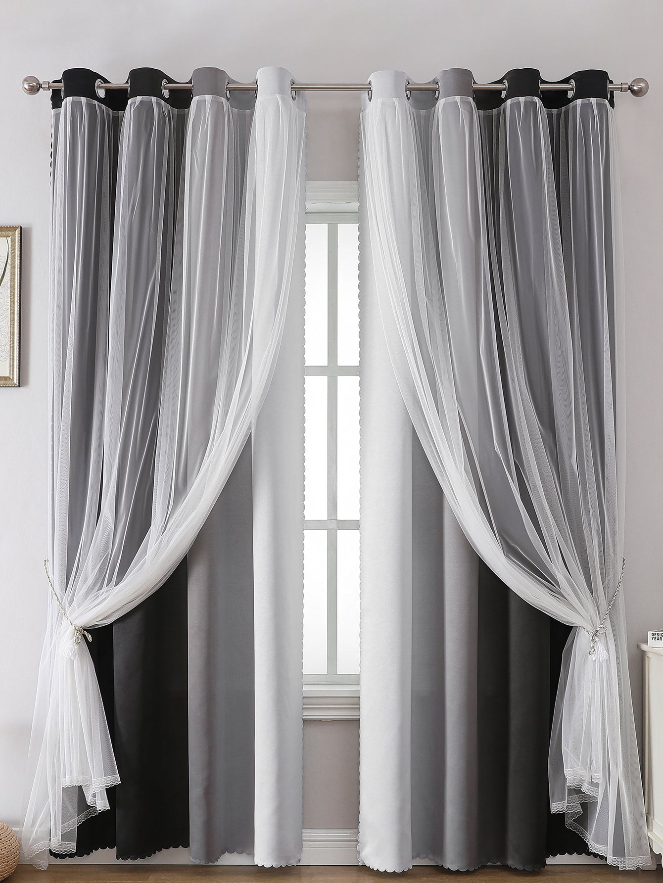 2 cortinas opacas modernas, 100 % poliéster