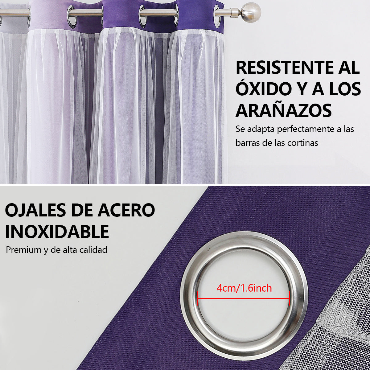 2 cortinas opacas modernas, 100 % poliéster
