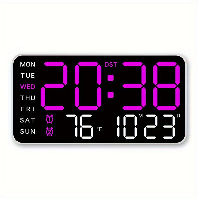 Reloj de pared digital con pantalla LED grande y control por voz