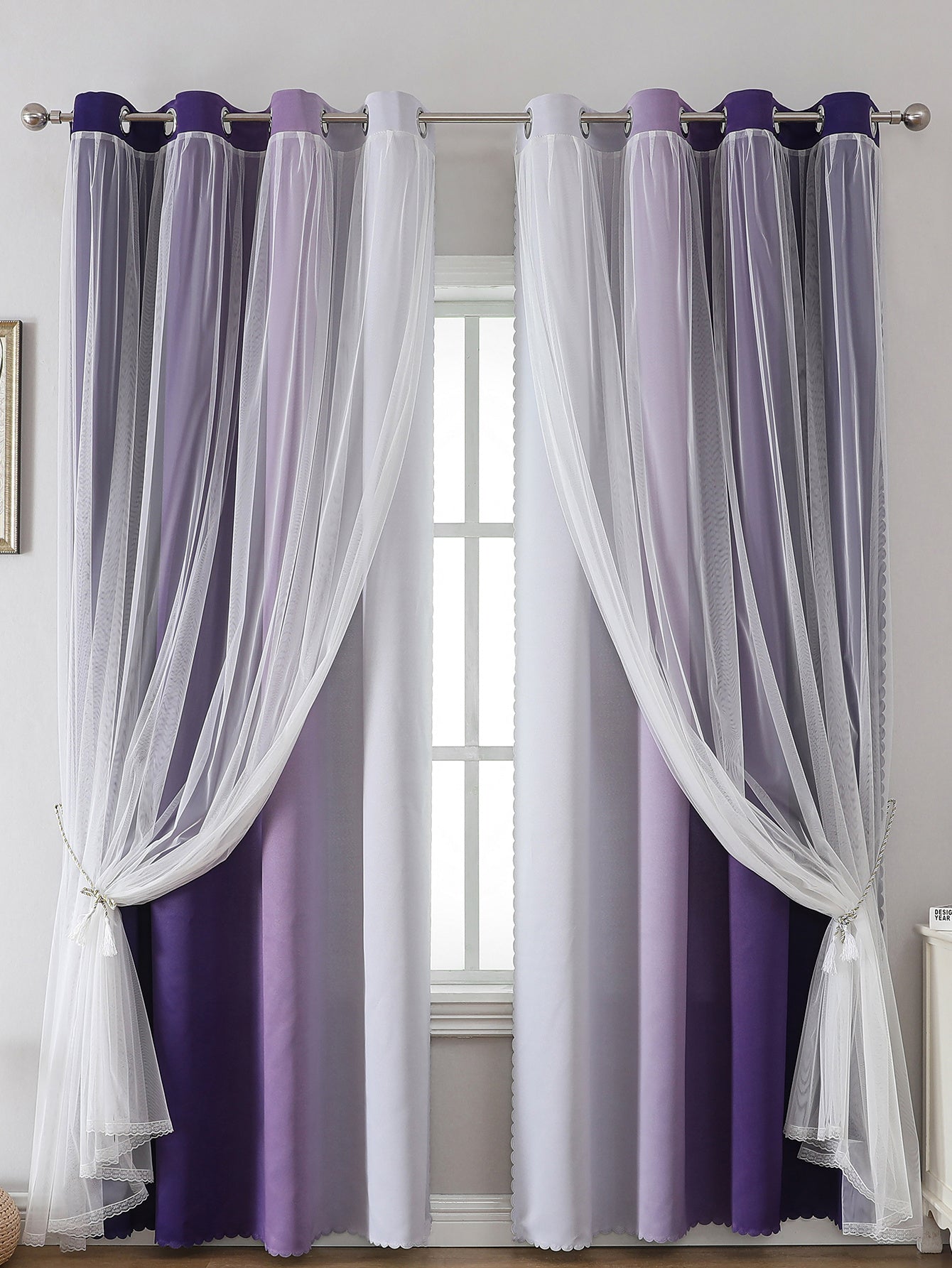 2 cortinas opacas modernas, 100 % poliéster