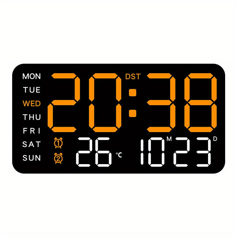Reloj de pared digital con pantalla LED grande y control por voz