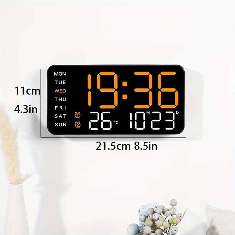 Reloj de pared digital con pantalla LED grande y control por voz