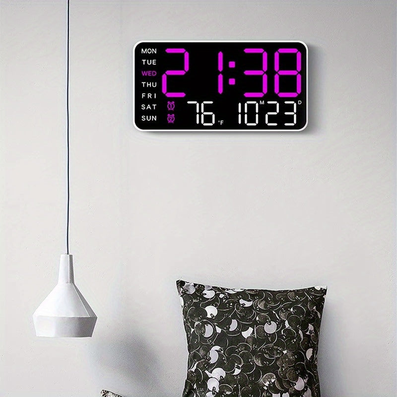 Reloj de pared digital con pantalla LED grande y control por voz