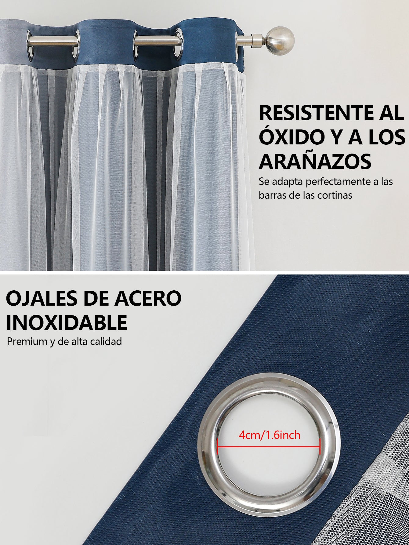 2 cortinas opacas modernas, 100 % poliéster