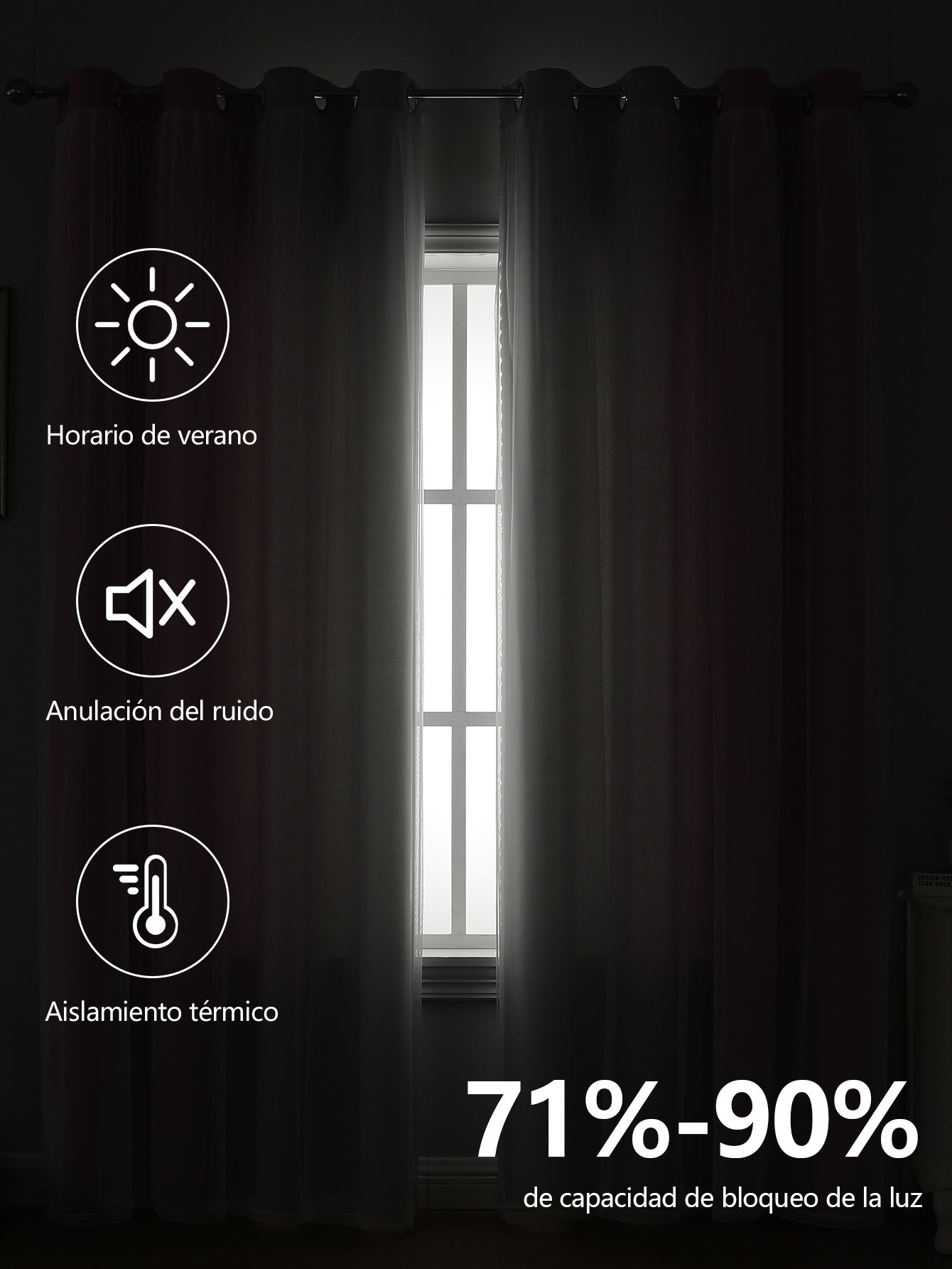 2 cortinas opacas modernas, 100 % poliéster