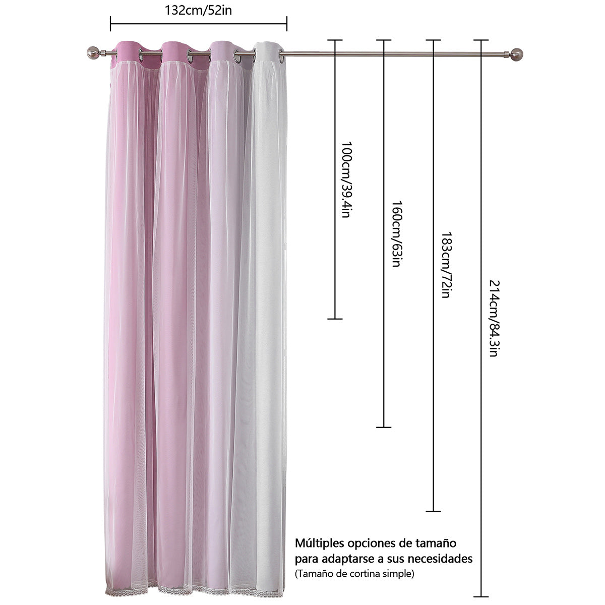 2 cortinas opacas modernas, 100 % poliéster