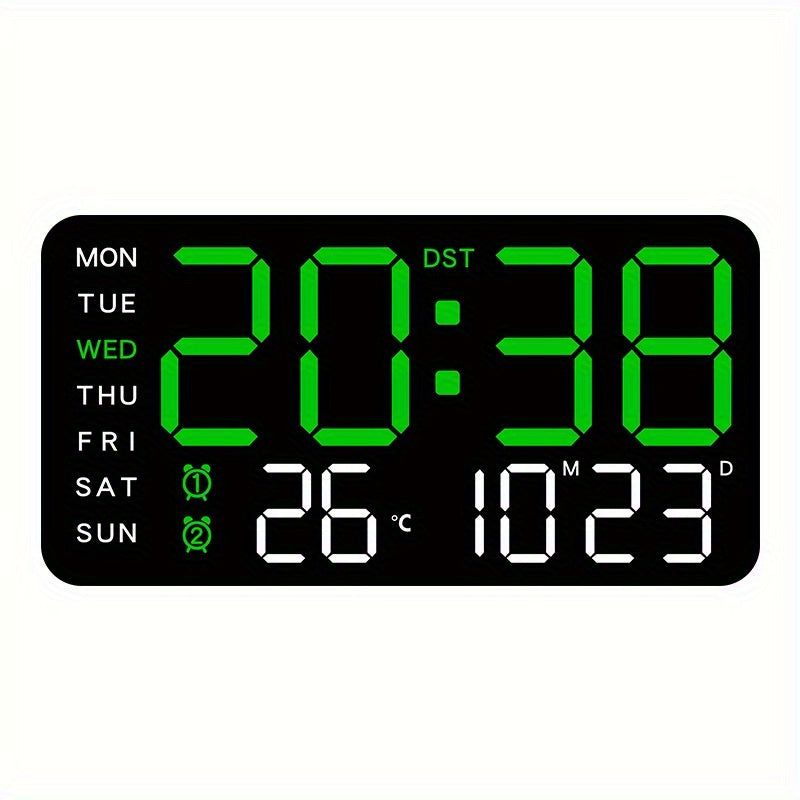 Reloj de pared digital con pantalla LED grande y control por voz