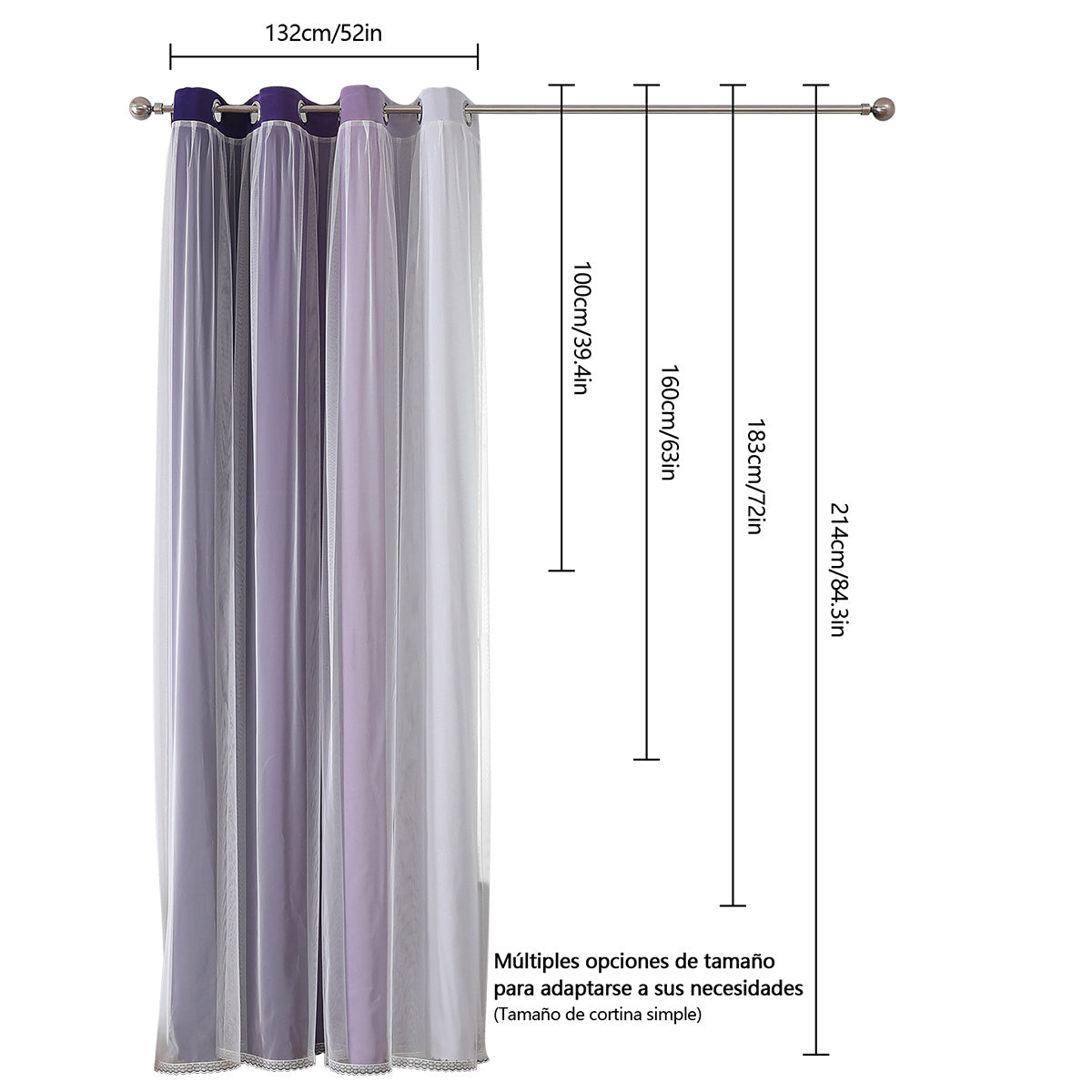 2 cortinas opacas modernas, 100 % poliéster