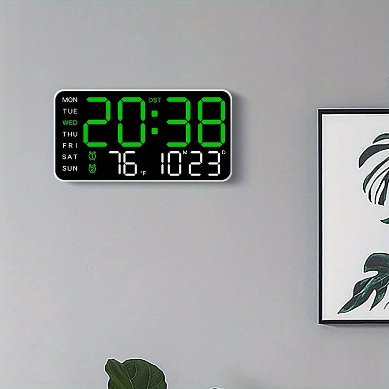 Reloj de pared digital con pantalla LED grande y control por voz