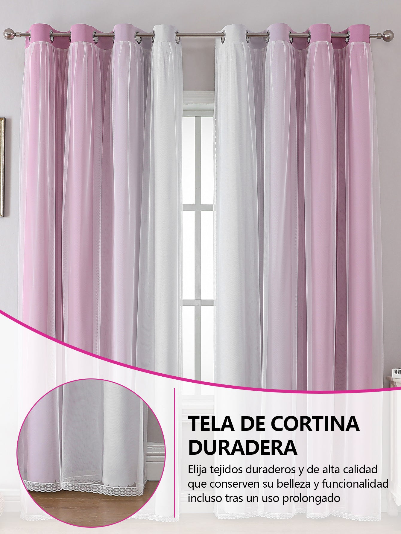 2 cortinas opacas modernas, 100 % poliéster