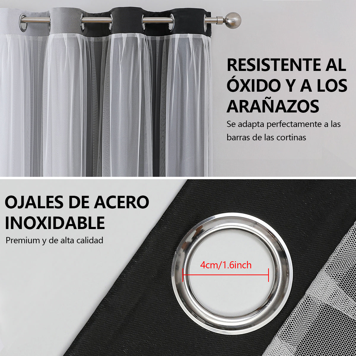 2 cortinas opacas modernas, 100 % poliéster