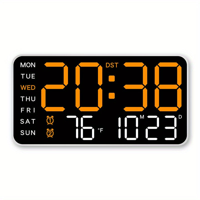 Reloj de pared digital con pantalla LED grande y control por voz