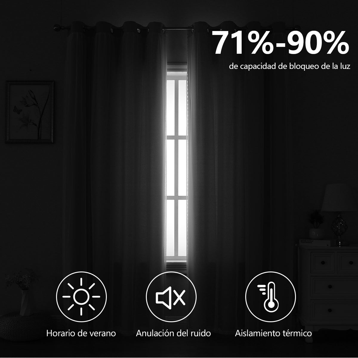 2 cortinas opacas modernas, 100 % poliéster