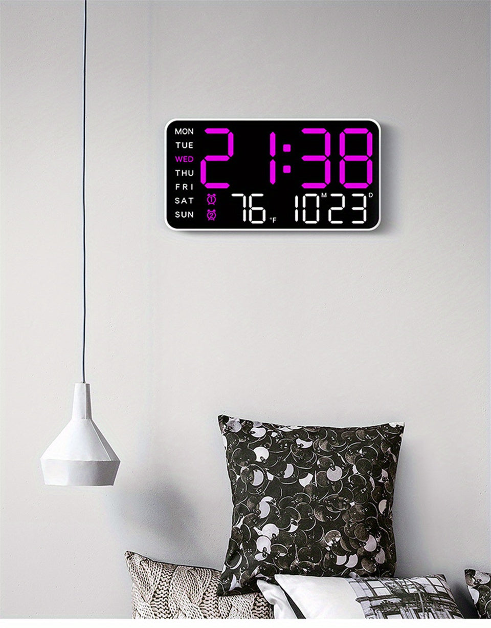 Reloj de pared digital con pantalla LED grande y control por voz