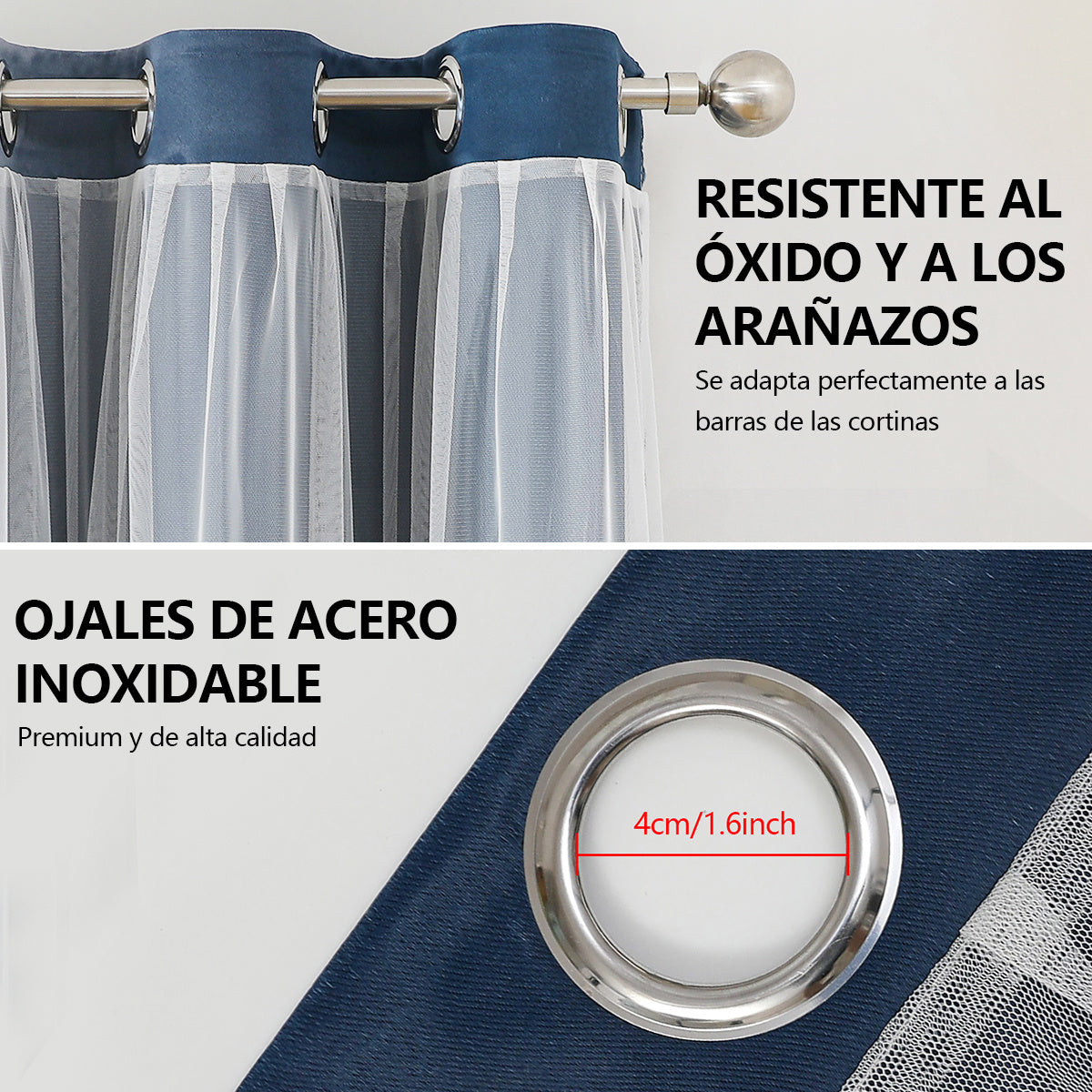 2 cortinas opacas modernas, 100 % poliéster