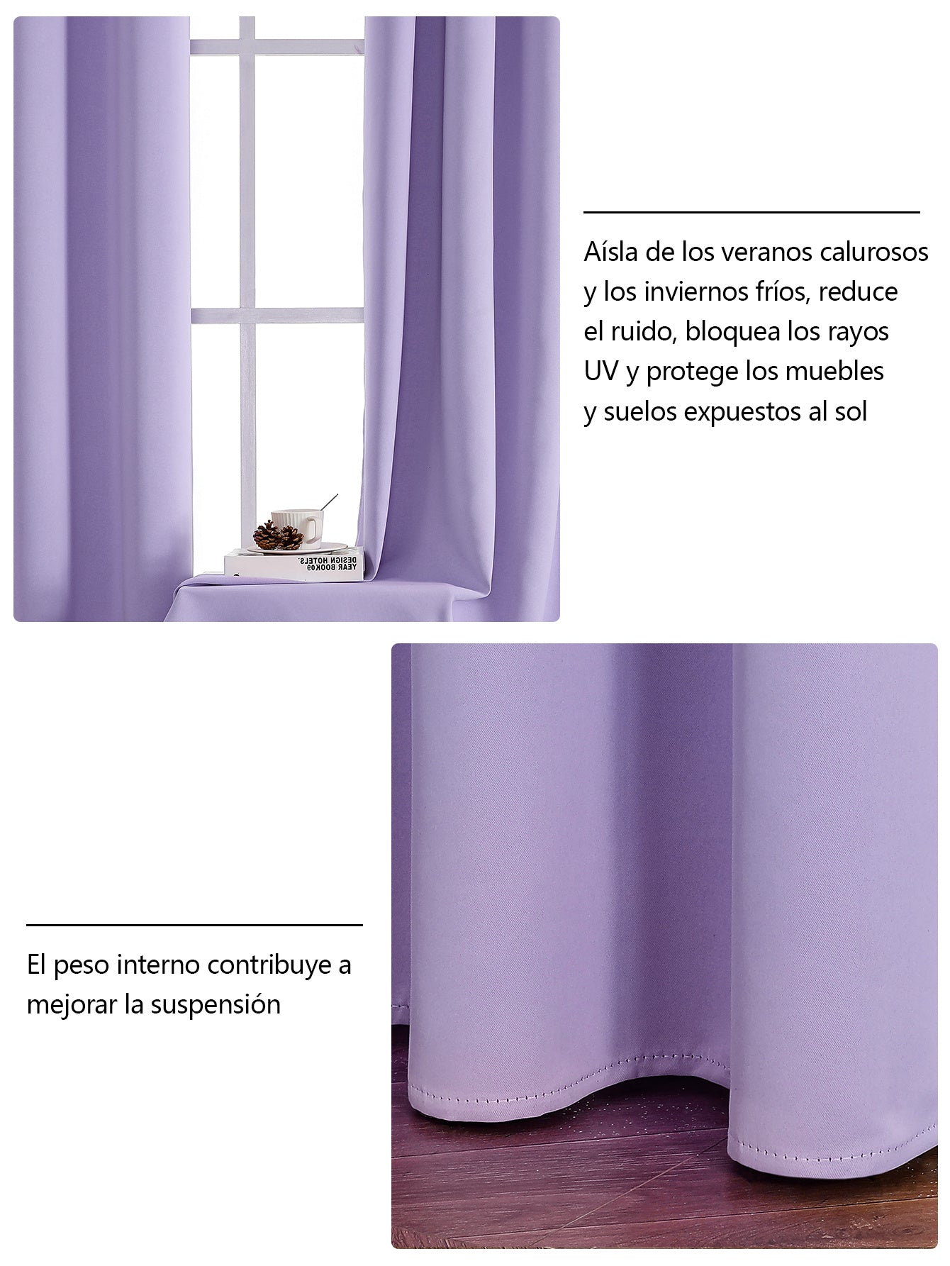 Juego de 1/2 cortinas opacas