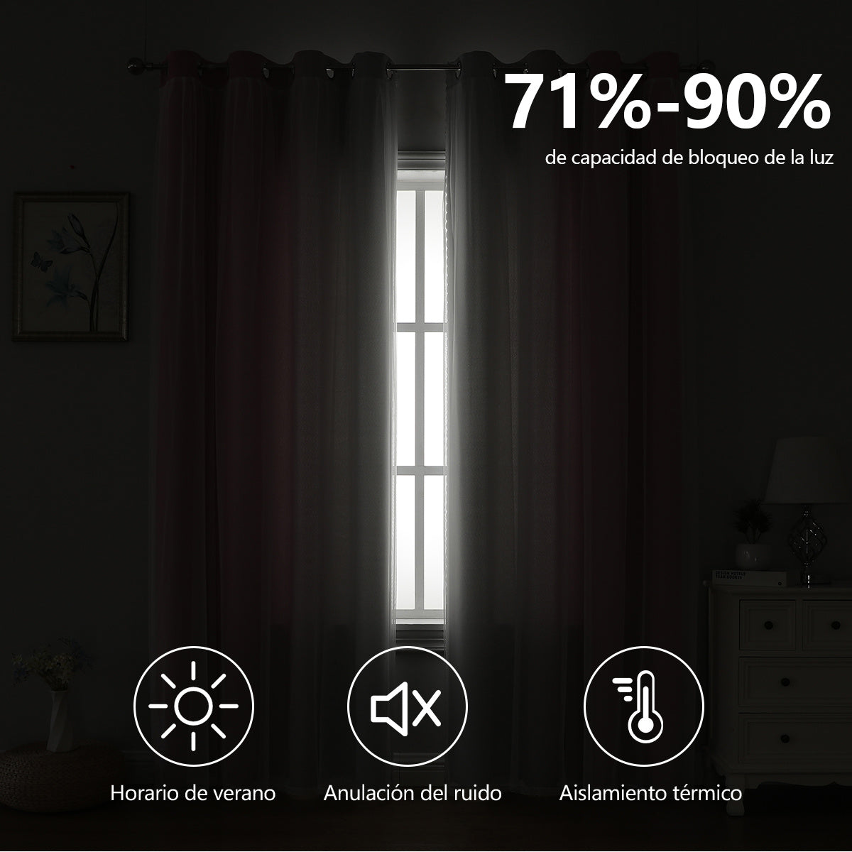 2 cortinas opacas modernas, 100 % poliéster