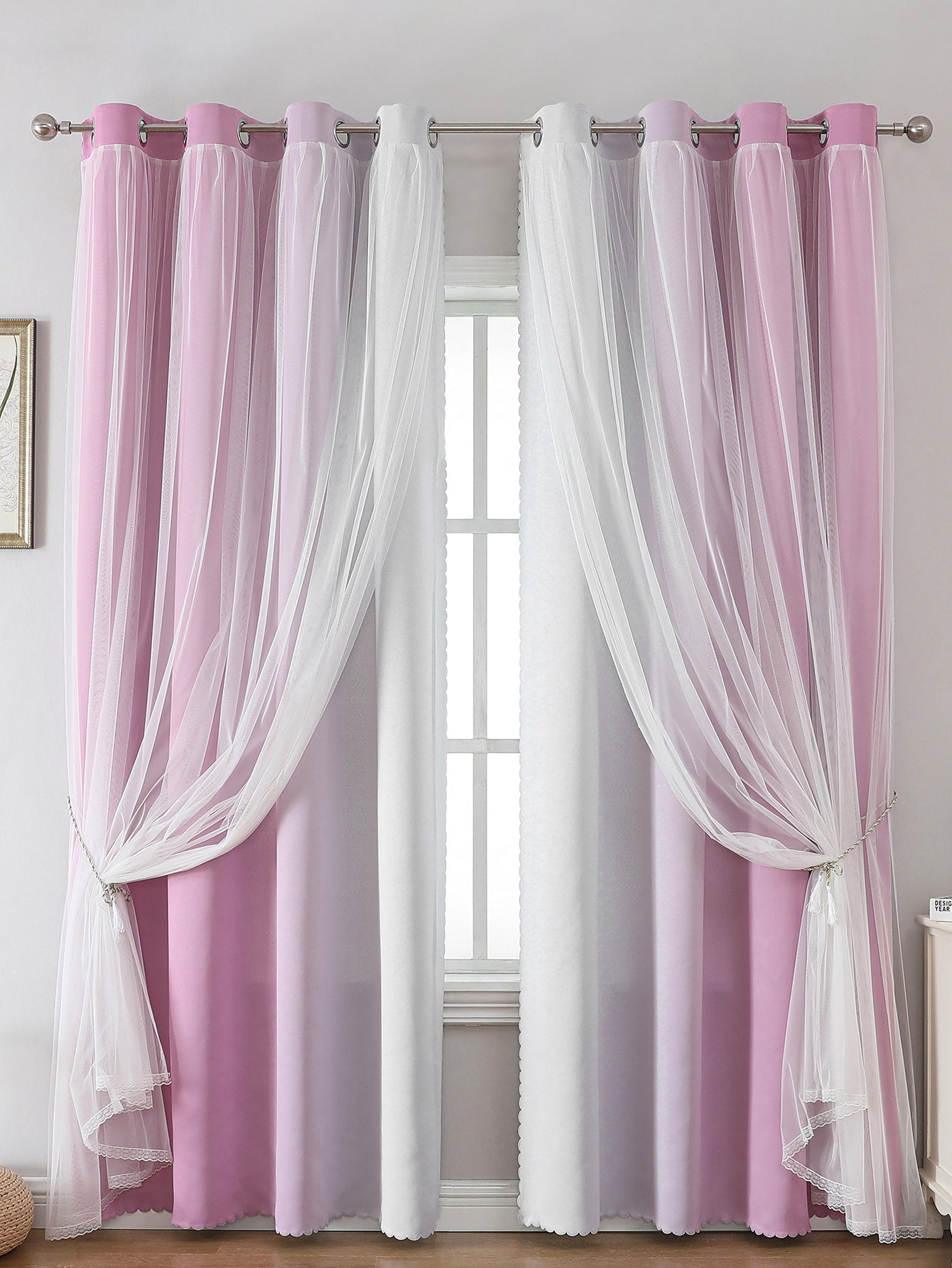 2 cortinas opacas modernas, 100 % poliéster