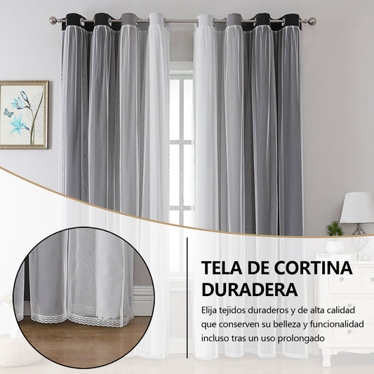 2 cortinas opacas modernas, 100 % poliéster