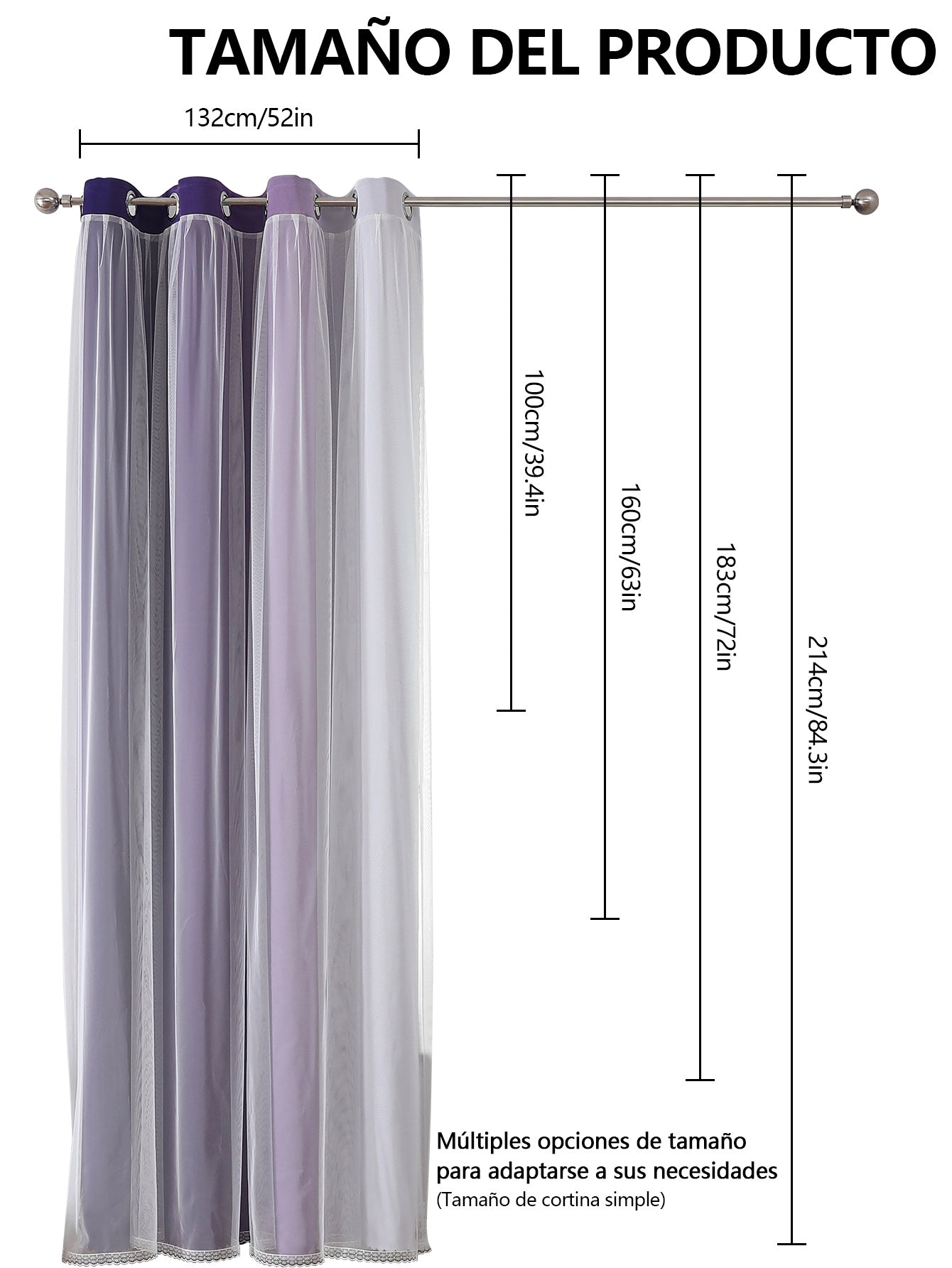 2 cortinas opacas modernas, 100 % poliéster