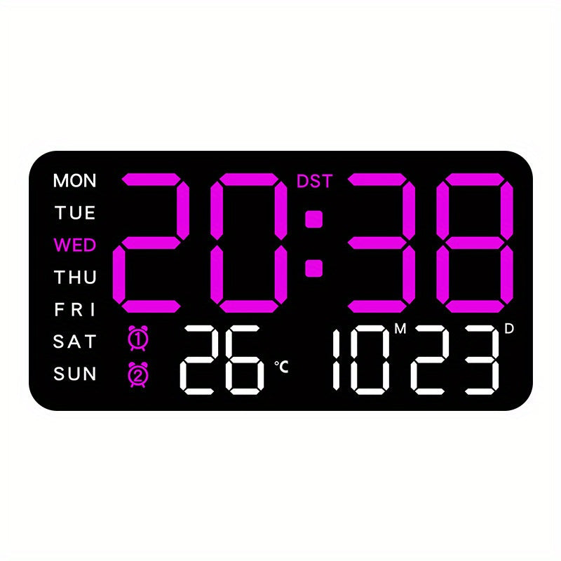 Reloj de pared digital con pantalla LED grande y control por voz