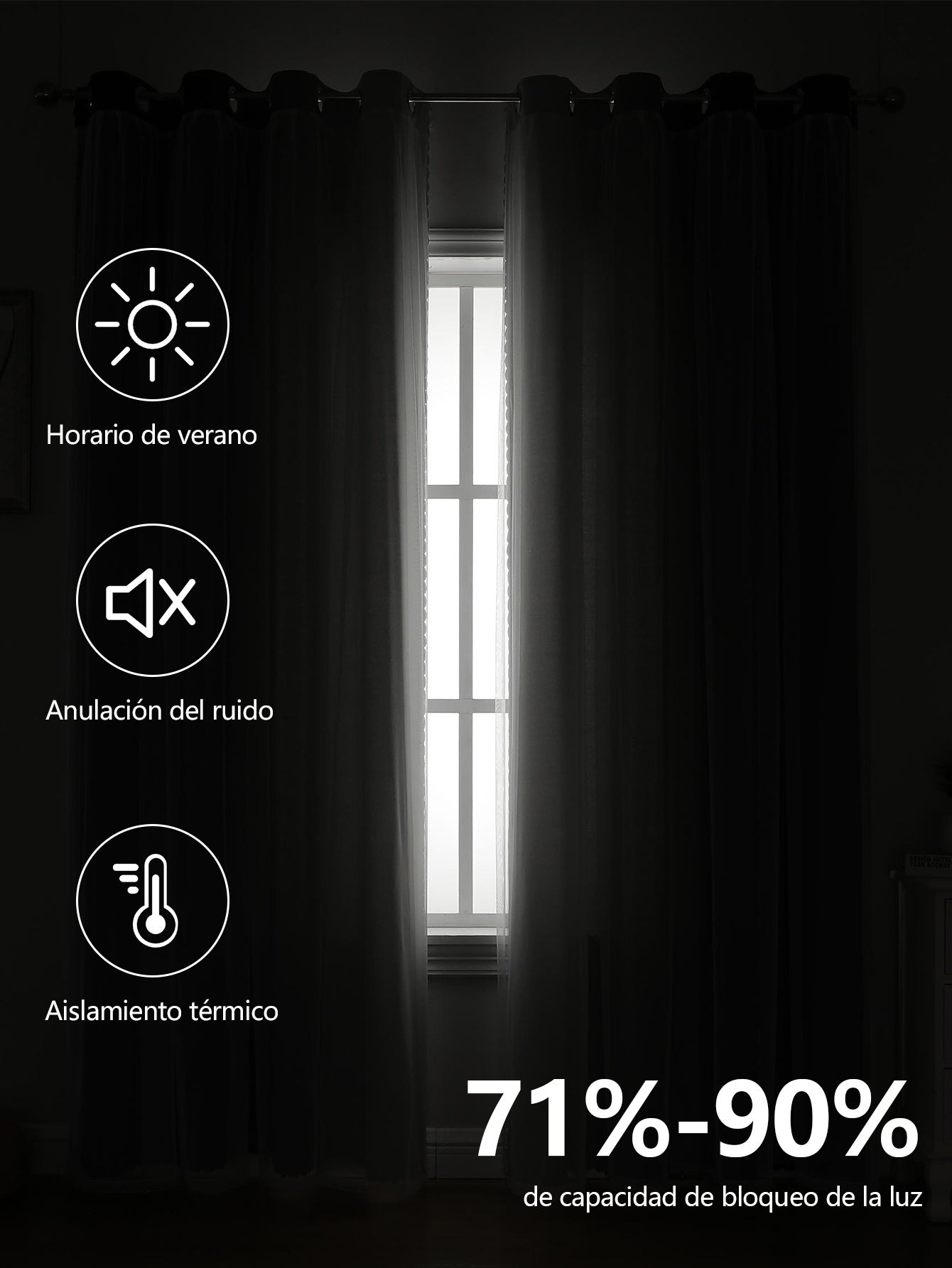 2 cortinas opacas modernas, 100 % poliéster