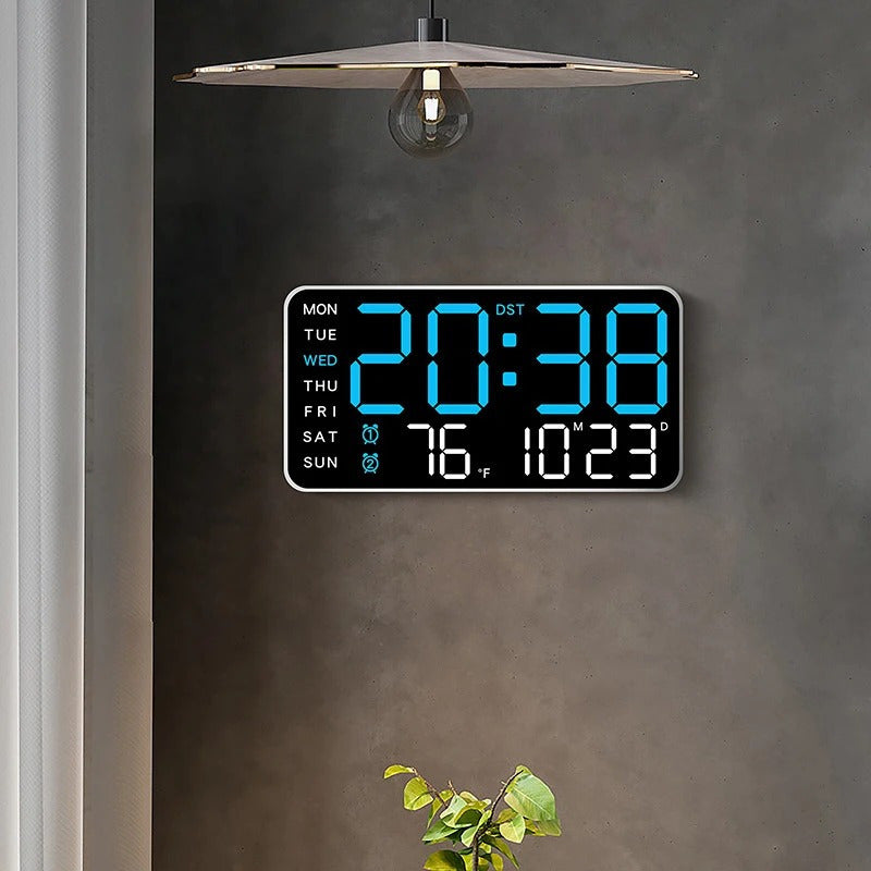 Reloj de pared digital con pantalla LED grande y control por voz