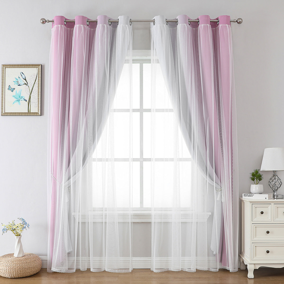 2 cortinas opacas modernas, 100 % poliéster