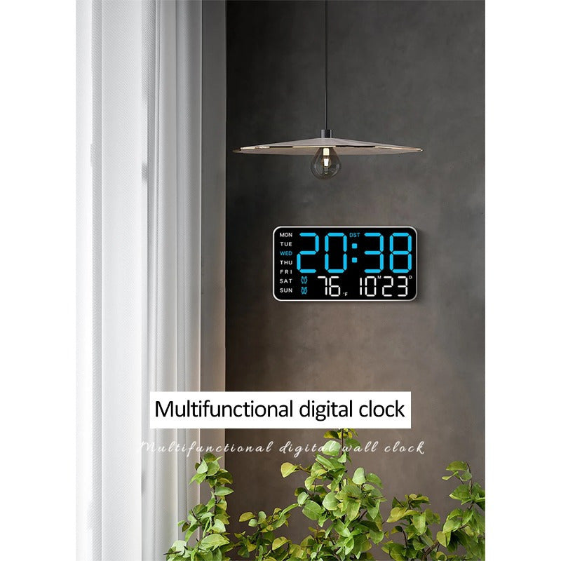 Reloj de pared digital con pantalla LED grande y control por voz