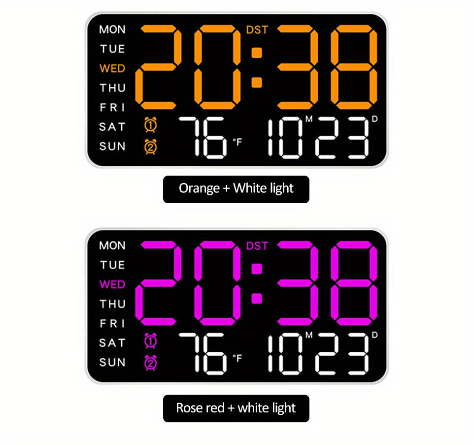Reloj de pared digital con pantalla LED grande y control por voz