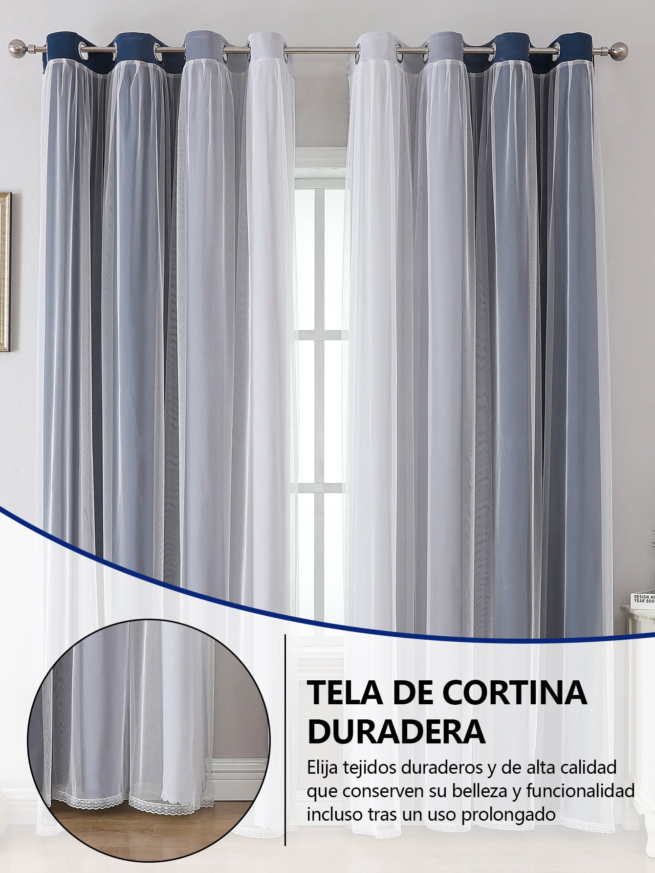 2 cortinas opacas modernas, 100 % poliéster
