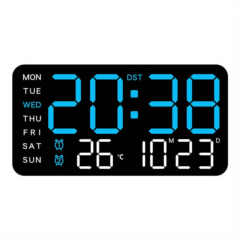 Reloj de pared digital con pantalla LED grande y control por voz