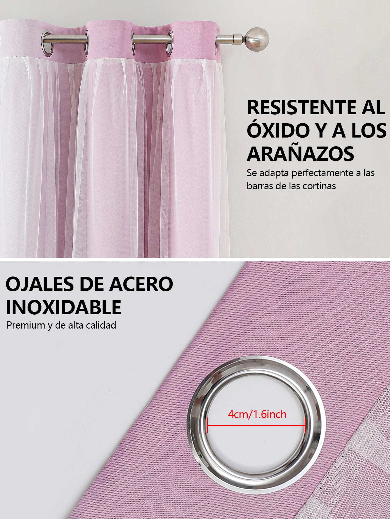 2 cortinas opacas modernas, 100 % poliéster