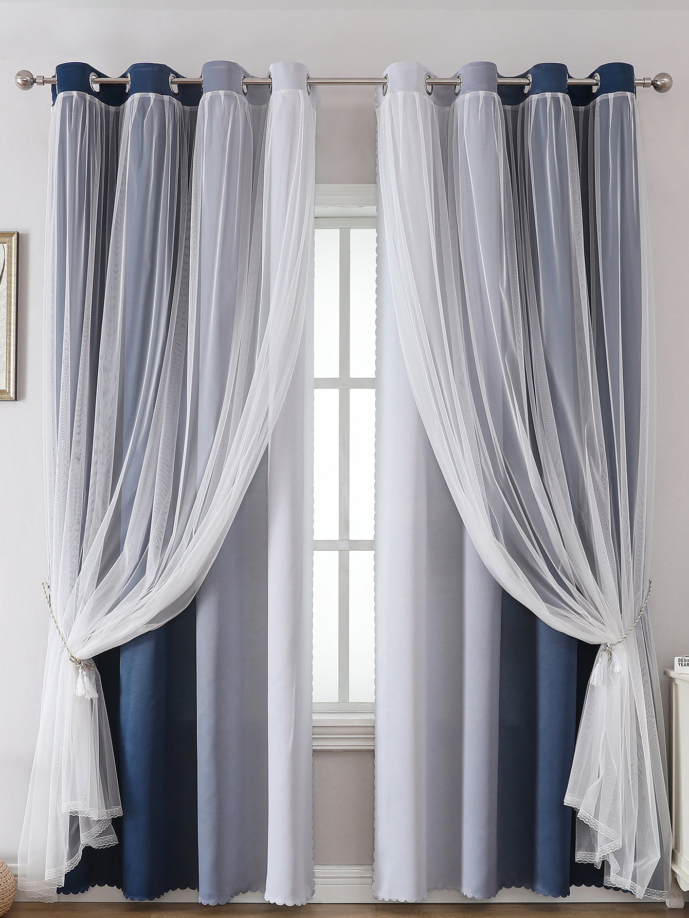 2 cortinas opacas modernas, 100 % poliéster