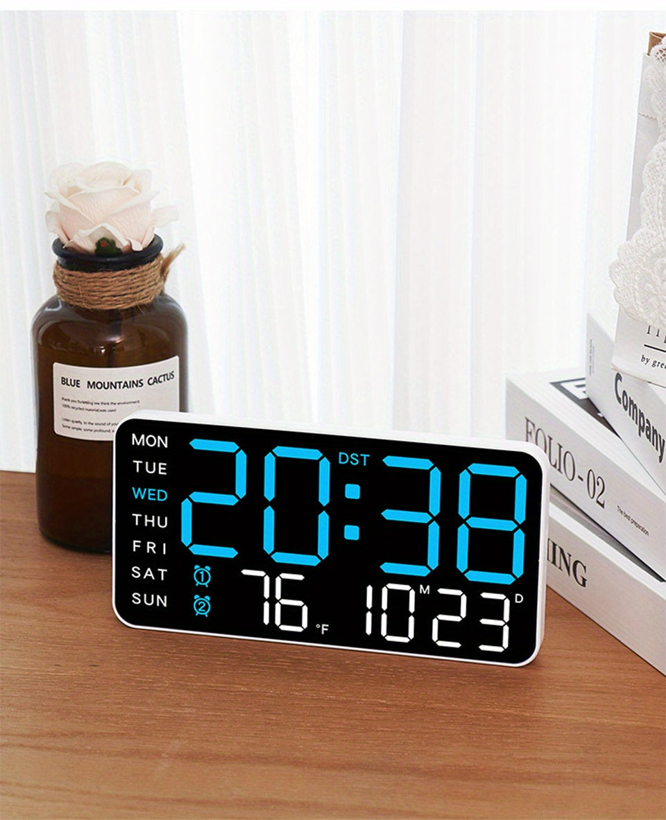 Reloj de pared digital con pantalla LED grande y control por voz