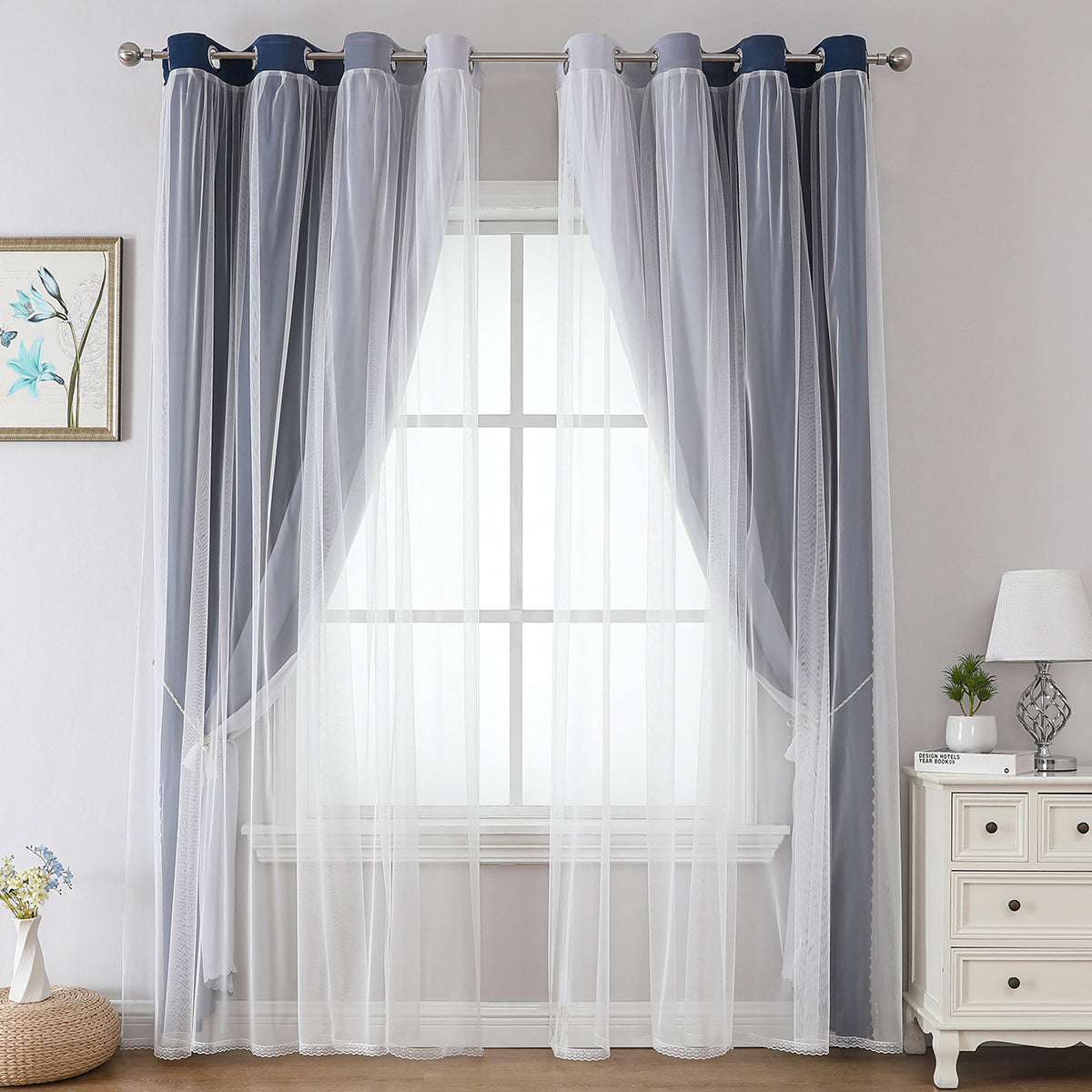 2 cortinas opacas modernas, 100 % poliéster