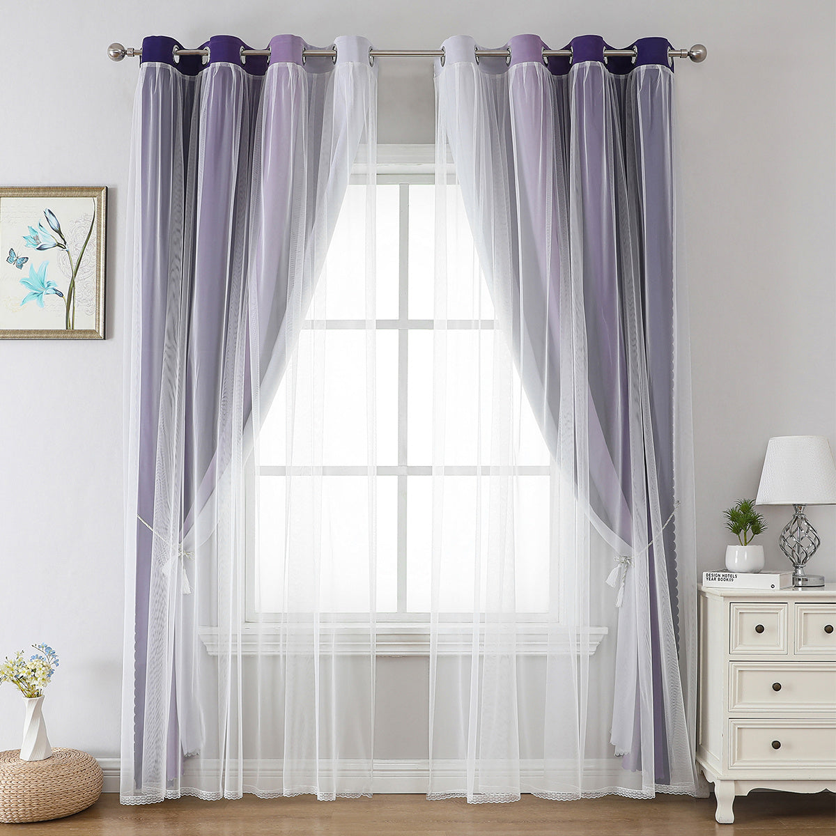 2 cortinas opacas modernas, 100 % poliéster