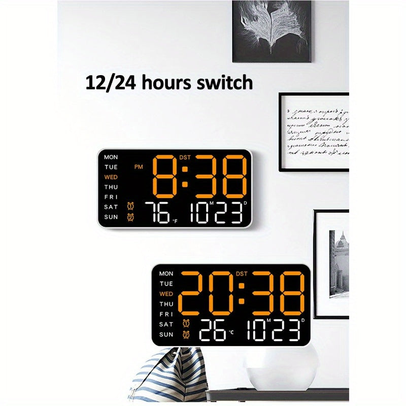 Reloj de pared digital con pantalla LED grande y control por voz