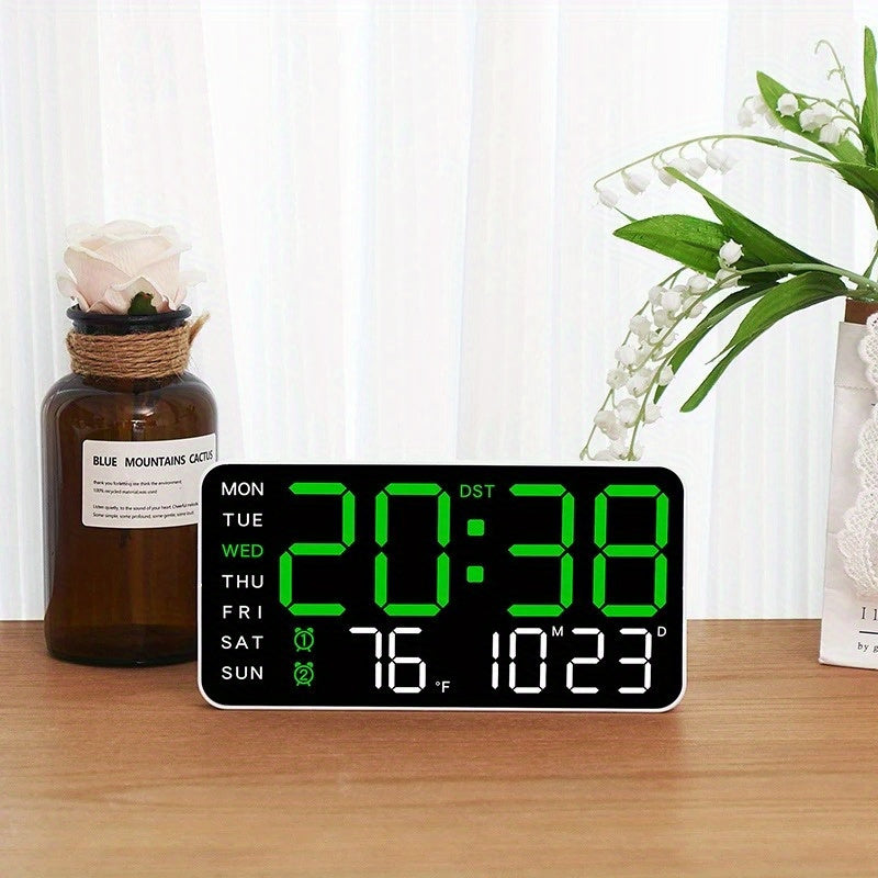 Reloj de pared digital con pantalla LED grande y control por voz